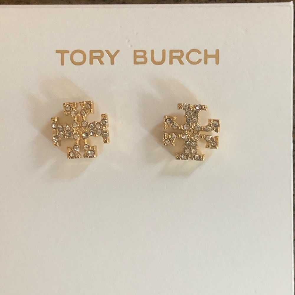 Tory Burch gold earings with stone